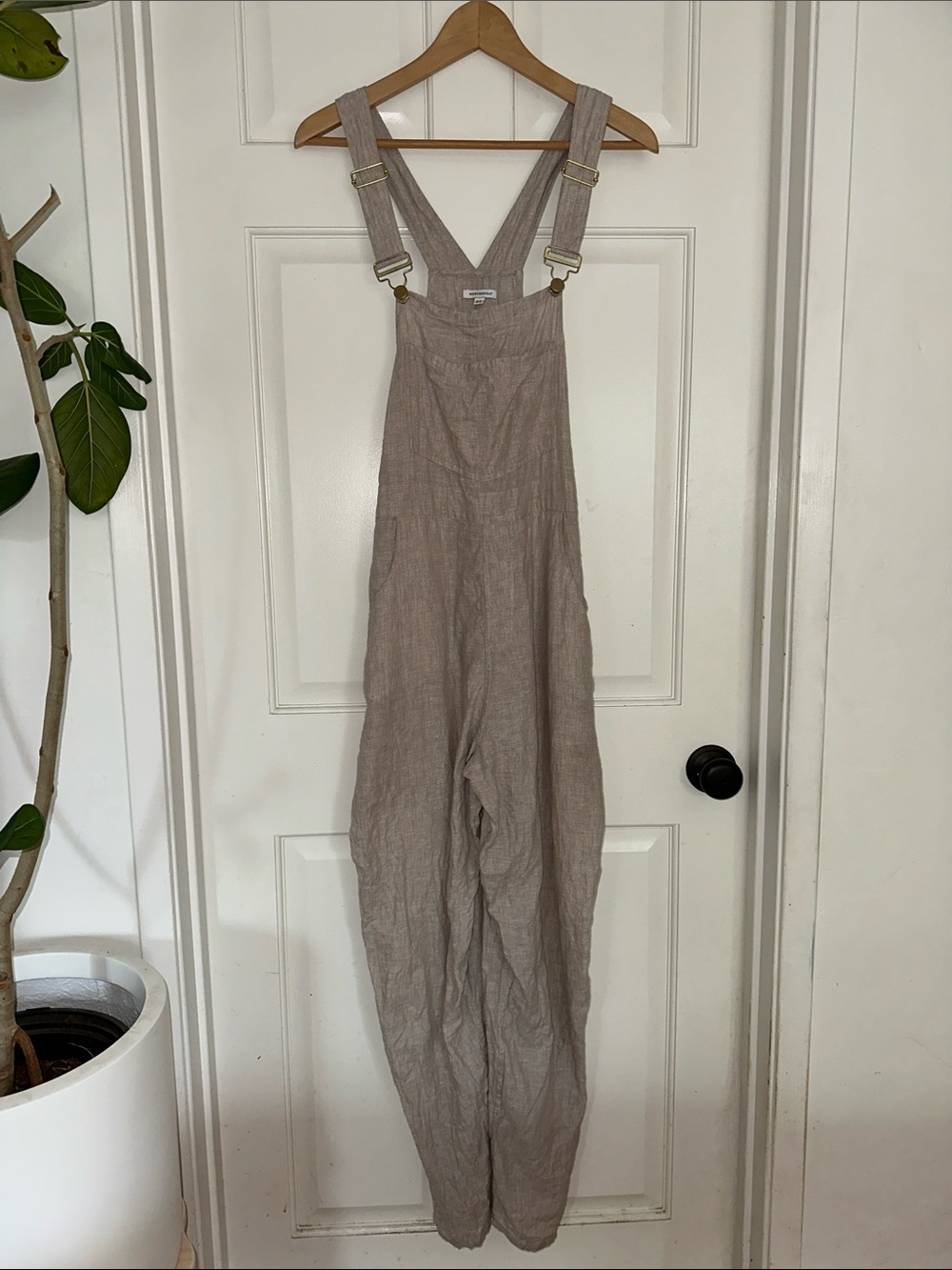 WeWoreWhat Linen Beige Overalls - Picture 2 of 8